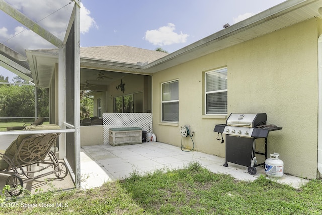 386 Valencia Rd, Melbourne, FL 32904 - view of patio / terrace featuring area for grilling and ceiling fan