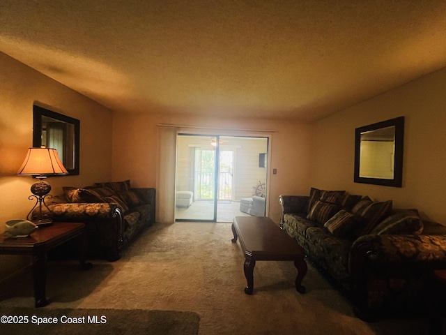 225 S Tropical Trl Unit 607, Merritt Island, FL 32952 - carpeted living room featuring a textured ceiling