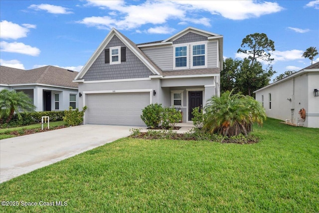 848 Brookview Ln, Rockledge, FL 32955 - view of front of house with concrete driveway, a front yard, and an attached garage