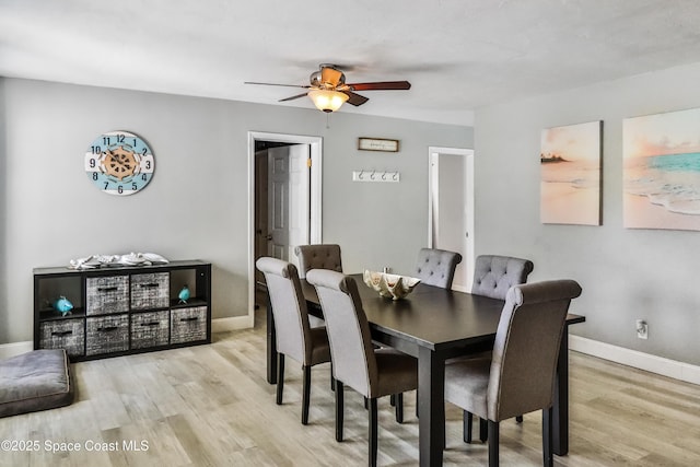 348 Berkeley St, Satellite Beach, FL 32937 - dining space featuring ceiling fan and wood finished floors