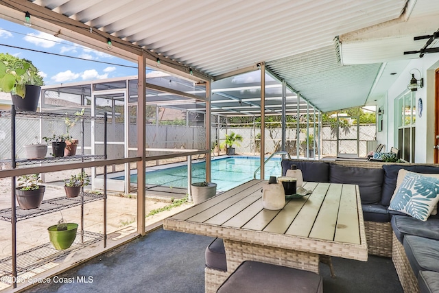 348 Berkeley St, Satellite Beach, FL 32937 - sunroom featuring a pool and an outdoor living space