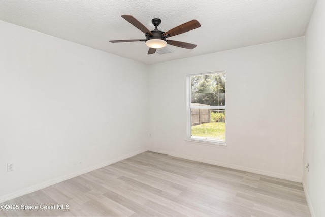 6856 Buxton Ave, Cocoa, FL 32927 - spare room with light wood-type flooring, a ceiling fan, and a textured ceiling