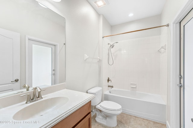 3654 Gurrero Dr, Melbourne, FL 32940 - bathroom with vanity, bathtub / shower combination, and tile patterned flooring