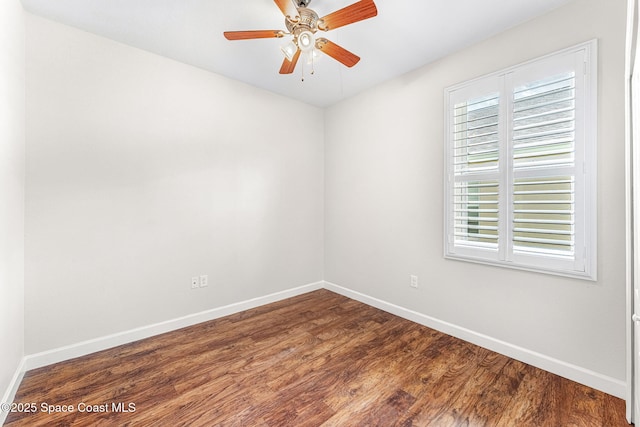 3654 Gurrero Dr, Melbourne, FL 32940 - empty room featuring wood finished floors and a ceiling fan