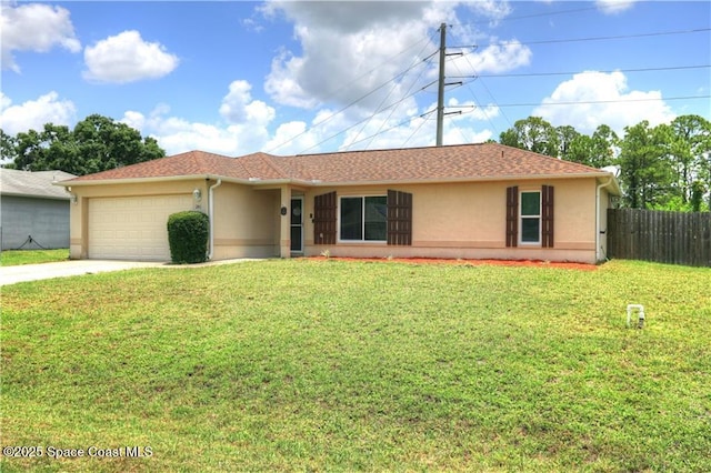 241 High Rd NW, Palm Bay, FL 32907 - ranch-style house featuring stucco siding, driveway, and an attached garage
