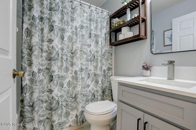 241 High Rd NW, Palm Bay, FL 32907 - full bathroom featuring vanity, toilet, and curtained shower