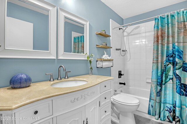 1020 S Fork Cir, Melbourne, FL 32901 - bathroom featuring vanity and shower / bath combination with curtain