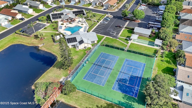 1020 S Fork Cir, Melbourne, FL 32901 - aerial view of residential area featuring a pool area and a nearby body of water