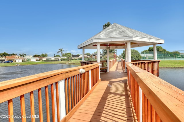 1020 S Fork Cir, Melbourne, FL 32901 - dock area featuring a gazebo and a water view