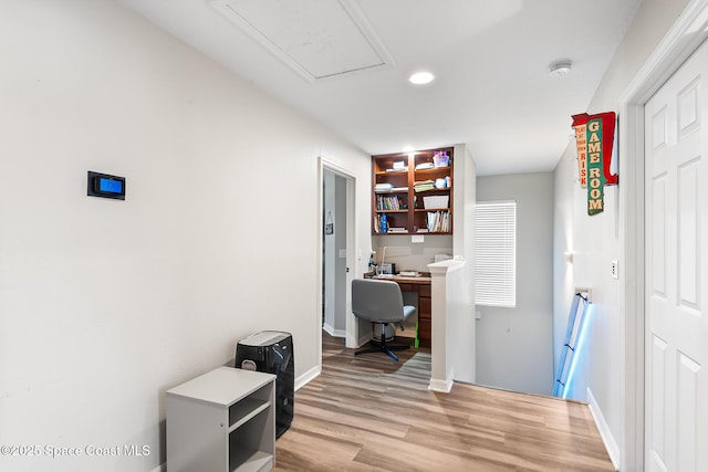 125 Rudy St, Auburndale, FL 33823 - office area with attic access, light wood-style flooring, and recessed lighting