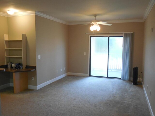 6460 Borasco Dr Unit 2903, Melbourne, FL 32940 - empty room with light carpet, a ceiling fan, and ornamental molding