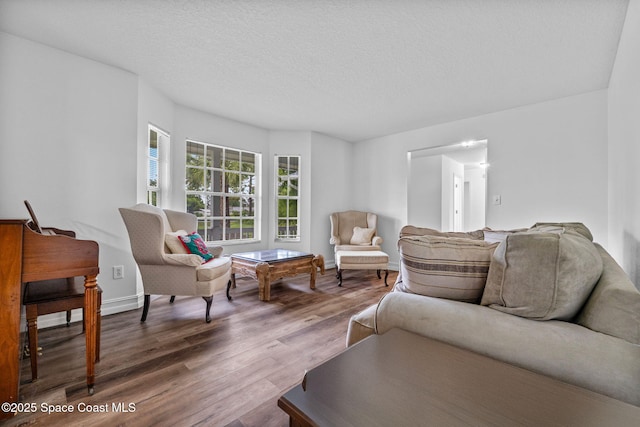 3435 Felda St, Cocoa, FL 32926 - living area with wood finished floors, a textured ceiling, and baseboards