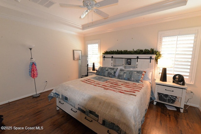 1757 Attilburgh Blvd, Melbourne, FL 32904 - bedroom featuring wood finished floors, ornamental molding, and a raised ceiling