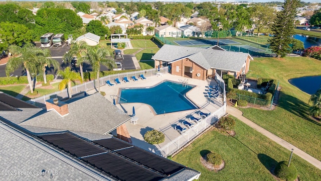 914 S Fork Cir, Melbourne, FL 32901 - community pool featuring a water view, a patio area, and a residential view