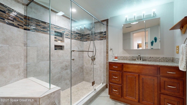 905 N Harbor City Blvd Unit 403, Melbourne, FL 32935 - bathroom featuring a shower stall and vanity