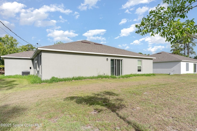 788 Isar Ave NW, Palm Bay, FL 32907 - rear view of property featuring stucco siding and a lawn