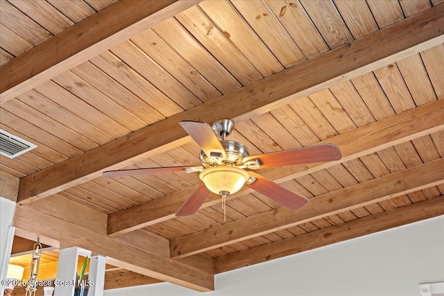 1636 Dixie Way, Melbourne, FL 32935 - detailed view of a wooden ceiling with exposed beams and ceiling fan
