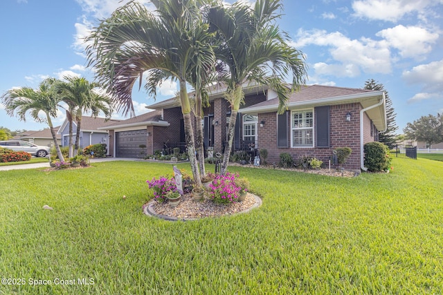 231 Nardo Ave SW, Palm Bay, FL 32908 - view of front of house featuring a garage, brick siding, a front lawn, and driveway