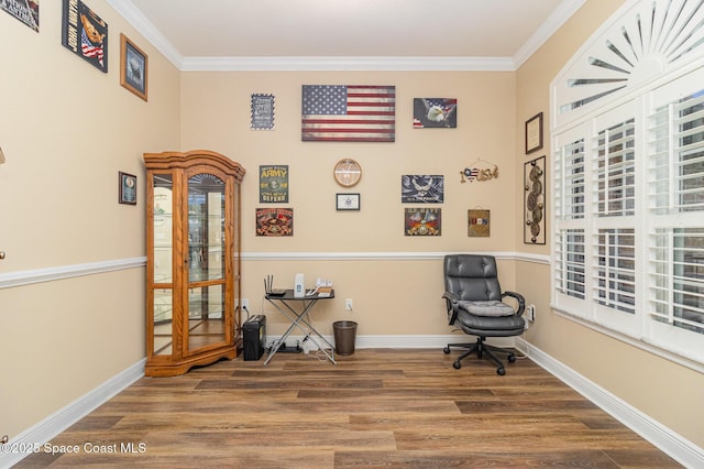 231 Nardo Ave SW, Palm Bay, FL 32908 - sitting room featuring wood finished floors, ornamental molding, and healthy amount of natural light