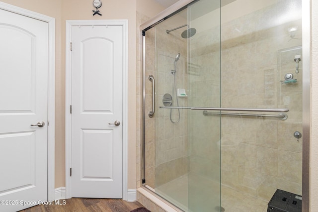 231 Nardo Ave SW, Palm Bay, FL 32908 - full bath with a stall shower and wood finished floors