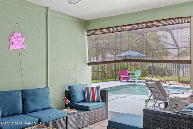 1030 S Orlando Ave, Cocoa Beach, FL 32931 - outdoor pool featuring a patio area, a lanai, and outdoor lounge area