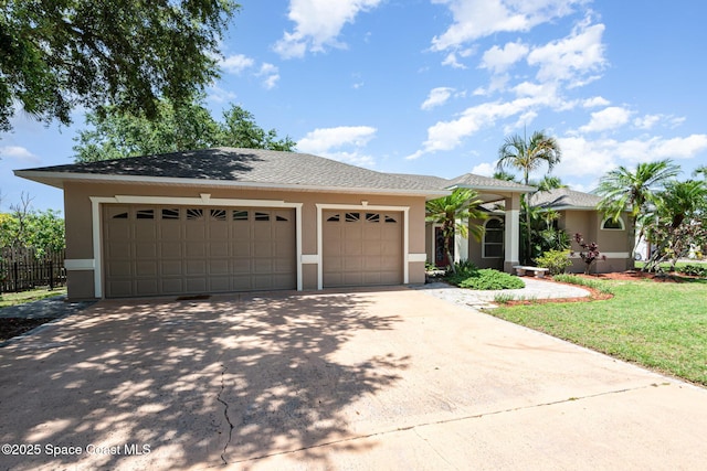465 Apache Trl, Merritt Island, FL 32953 - ranch-style home with stucco siding, driveway, and a garage