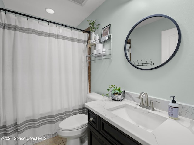 3662 Brantley Cir, Rockledge, FL 32955 - bathroom with vanity, tile patterned flooring, and curtained shower