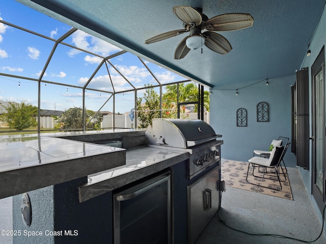 3662 Brantley Cir, Rockledge, FL 32955 - view of patio / terrace featuring area for grilling, a ceiling fan, and a lanai