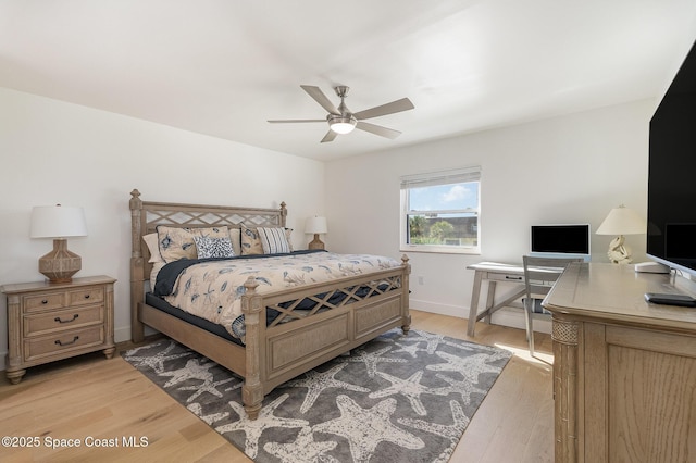 170 Paradise Blvd # 17, Indialantic, FL 32903 - bedroom with light wood-style floors, an office area, and ceiling fan