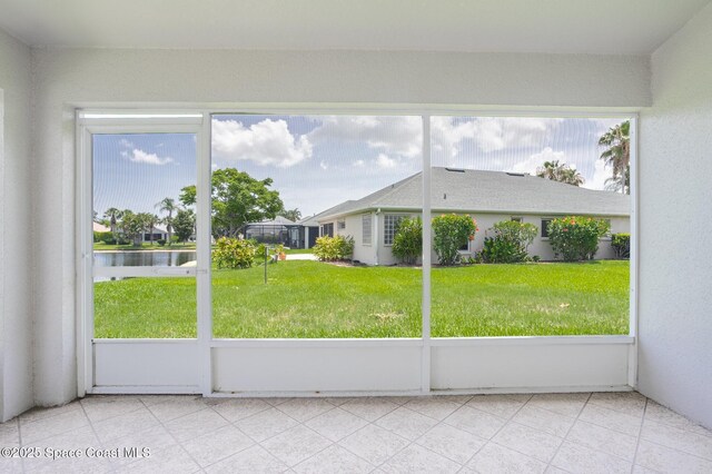 621 Misty Creek Dr, Melbourne, FL 32940 - unfurnished sunroom with a water view