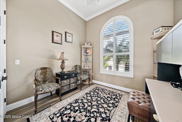 4464 Preservation Cir, Melbourne, FL 32934 - home office featuring ornamental molding, healthy amount of natural light, and wood finished floors