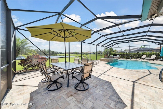4464 Preservation Cir, Melbourne, FL 32934 - view of swimming pool with a patio, a pool with connected hot tub, and a lanai