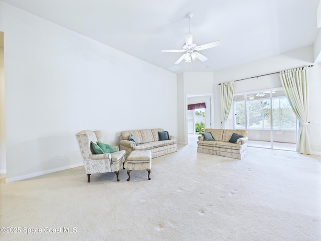 3531 Plume Way SE, Palm Bay, FL 32909 - living room featuring carpet flooring and a ceiling fan