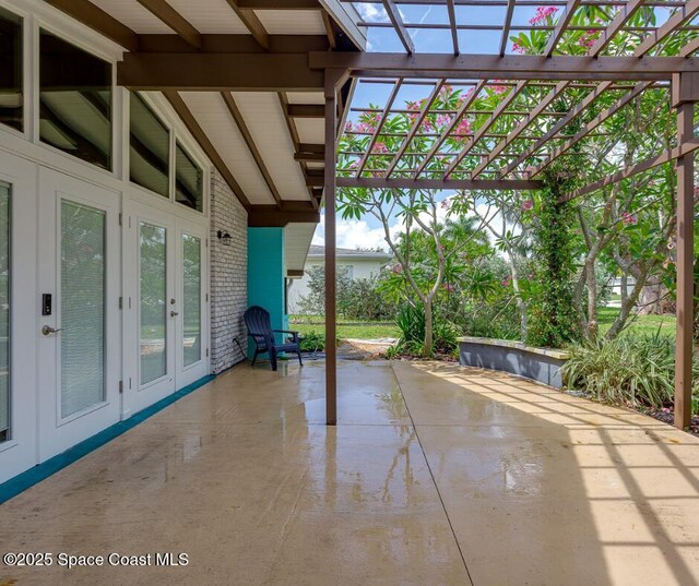 936 Santa Cruz Rd, Cocoa Beach, FL 32931 - view of patio / terrace featuring french doors and a pergola
