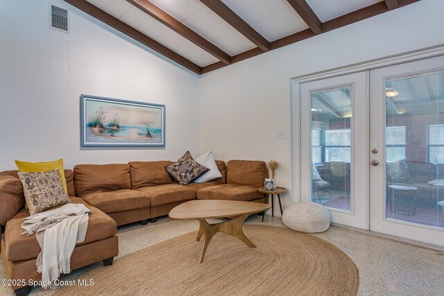 936 Santa Cruz Rd, Cocoa Beach, FL 32931 - living room featuring french doors and speckle patterned floor