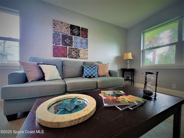 2309 Dairy Rd, Melbourne, FL 32904 - living room featuring baseboards and wood finished floors