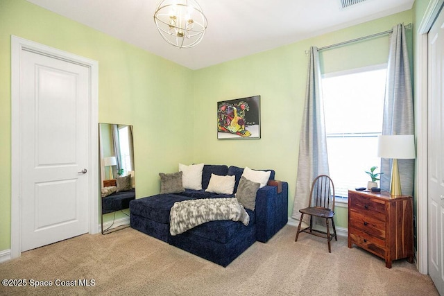 7354 Lucaya Ct, Melbourne, FL 32940 - bedroom featuring a chandelier and carpet