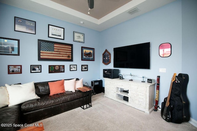 7354 Lucaya Ct, Melbourne, FL 32940 - carpeted living area featuring baseboards and a ceiling fan