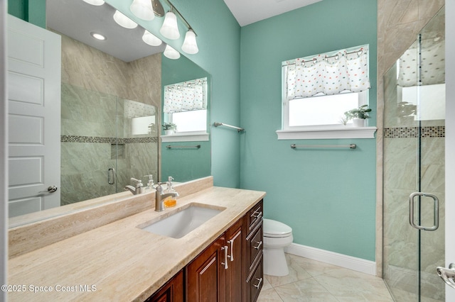 4554 Preservation Cir, Melbourne, FL 32934 - full bath with vanity, a shower stall, and marble finish floors