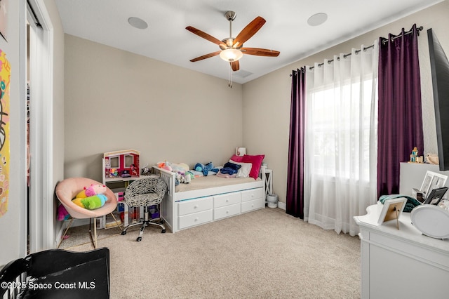 4554 Preservation Cir, Melbourne, FL 32934 - bedroom featuring carpet floors and ceiling fan