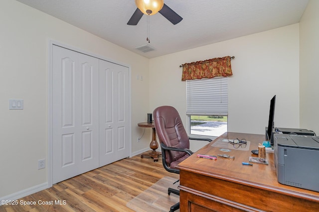 690 Grant Rd, Palm Bay, FL 32909 - office area with ceiling fan and wood finished floors