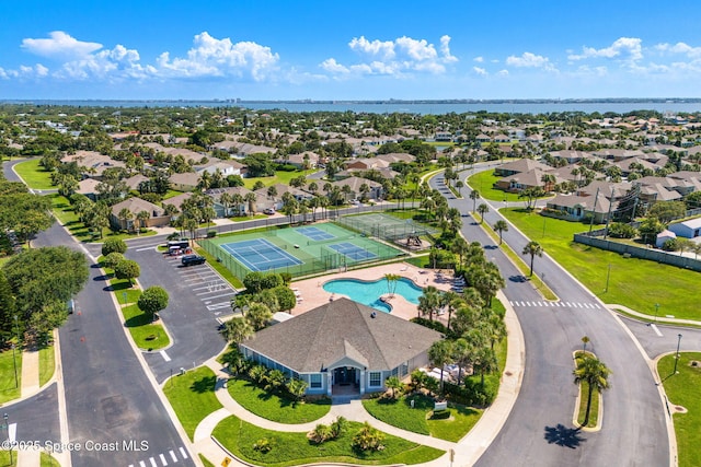 3498 Cutty Sark Way, Indialantic, FL 32903 - aerial view of residential area featuring a nearby body of water and a pool