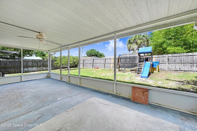 1327 Canterbury Ln, Rockledge, FL 32955 - unfurnished sunroom with ceiling fan