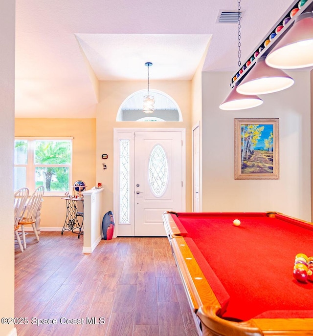 4204 Long Leaf Dr, Melbourne, FL 32940 - foyer with wood finished floors and billiards
