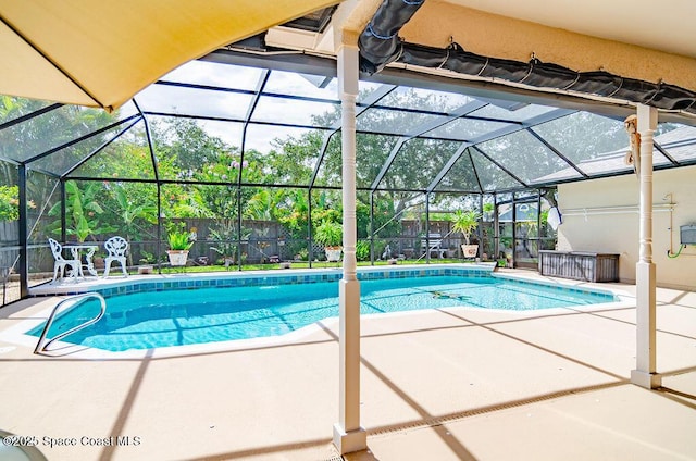 4204 Long Leaf Dr, Melbourne, FL 32940 - view of pool with a patio area, a fenced backyard, and a lanai
