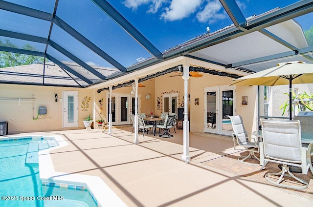 4204 Long Leaf Dr, Melbourne, FL 32940 - swimming pool featuring french doors, a patio area, a lanai, and outdoor dining space