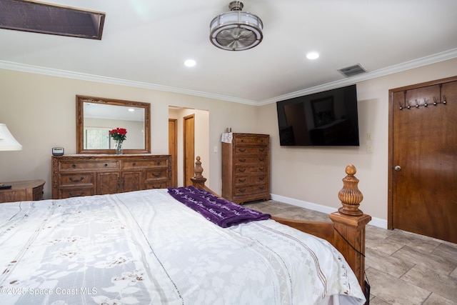 716 Endicott Rd, Melbourne, FL 32940 - bedroom featuring crown molding and recessed lighting