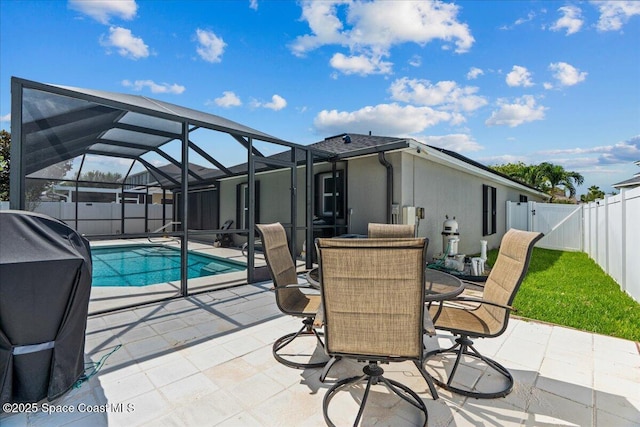 1787 Attilburgh Blvd, West Melbourne, FL 32904 - view of swimming pool with a patio area, a fenced backyard, a gate, and a lanai
