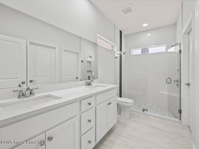 3358 Nancy St, West Melbourne, FL 32904 - bathroom featuring a shower stall and double vanity