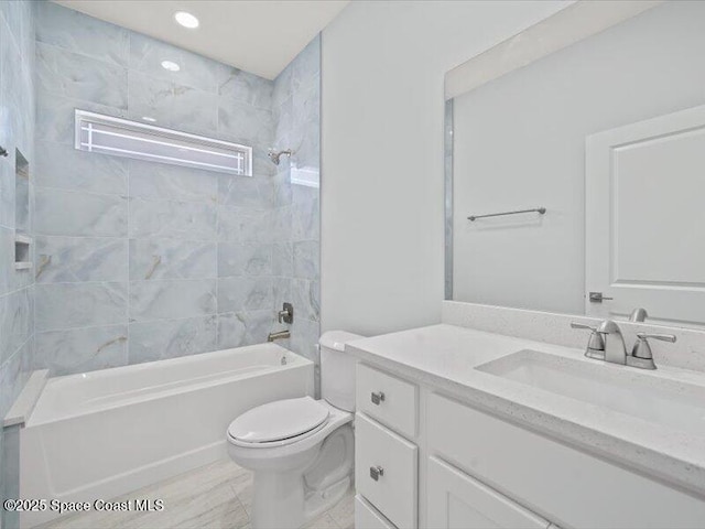 3358 Nancy St, West Melbourne, FL 32904 - full bathroom with vanity, shower / washtub combination, and recessed lighting
